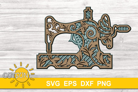 3D Layered Sewing machine Mandala SVG 5 layers 3D Paper CutsunSVG 
