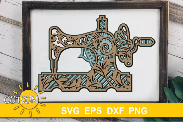 3D Layered Sewing machine Mandala SVG 5 layers 3D Paper CutsunSVG 