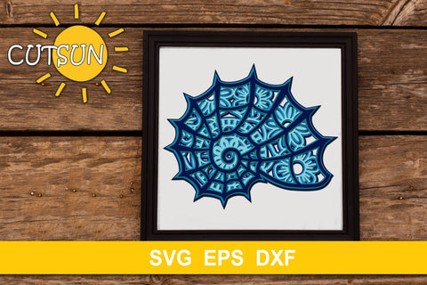 3D Layered Shell Mandala cut file for crafters 5 layers 3D Paper CutsunSVG 