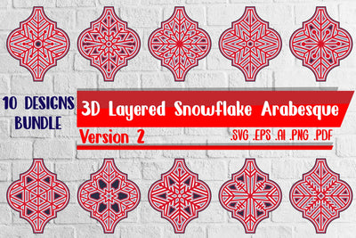 3D Layered Snowflake Arabesque Bundle svg ai eps png pdf 3D Paper zafrans studio 