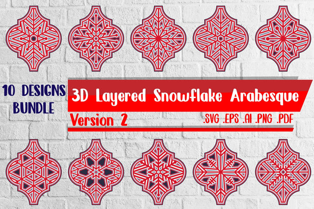 3D Layered Snowflake Arabesque Bundle svg ai eps png pdf 3D Paper zafrans studio 