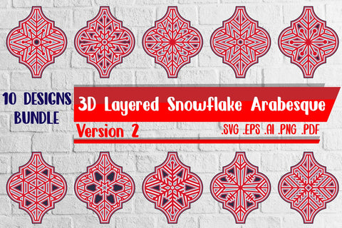 3D Layered Snowflake Arabesque Bundle svg ai eps png pdf 3D Paper zafrans studio 