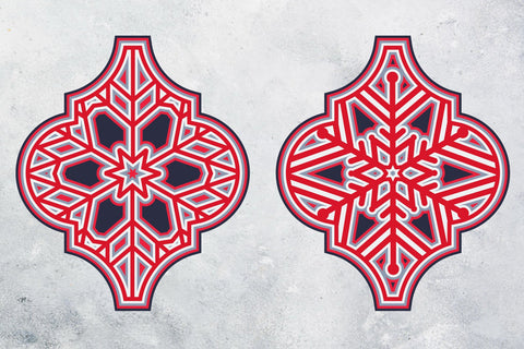 3D Layered Snowflake Arabesque Bundle svg ai eps png pdf 3D Paper zafrans studio 