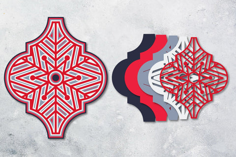 3D Layered Snowflake Arabesque Bundle svg ai eps png pdf 3D Paper zafrans studio 
