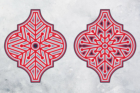 3D Layered Snowflake Arabesque Bundle svg ai eps png pdf 3D Paper zafrans studio 