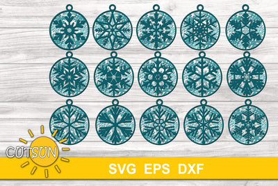 3D Layered Snowflake ornaments bundle - 15 versions 3D Paper CutsunSVG 