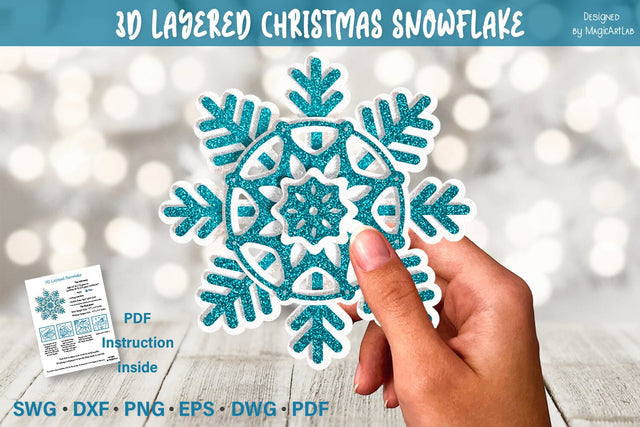 3D Layered Snowflake SVG | Christmas Snowflake Ornament 3D Paper MagicArtLab 