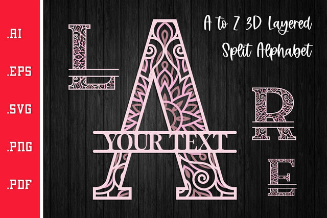 3D Layered Split Alphabets A to Z - SVG SVG Slim Studio 