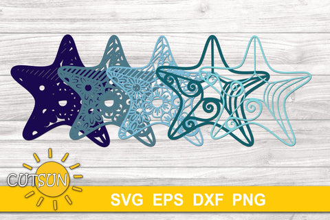 3D Layered Starfish Mandala SVG for crafters 5 layers 3D Paper CutsunSVG 