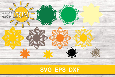 3D Layered Sunflower Mandala cut file for crafters 11 layers 3D Paper CutsunSVG 