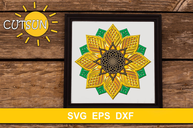 3D Layered Sunflower Mandala cut file for crafters 11 layers 3D Paper CutsunSVG 