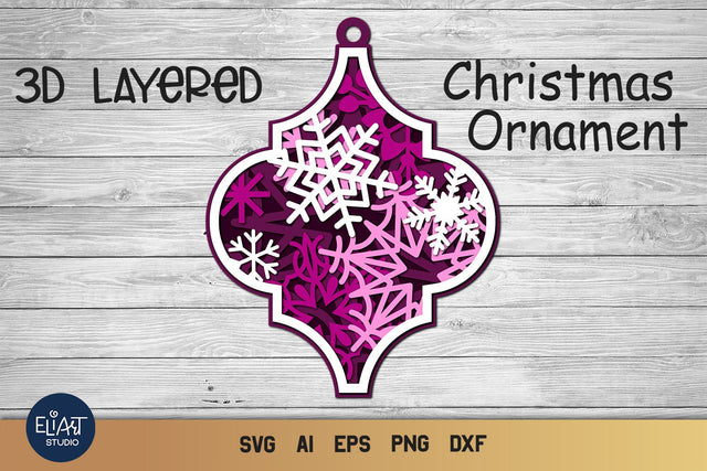 3D Layered SVG Christmas Ornament, Arabesque Tile Ornament. SVG Elinorka 