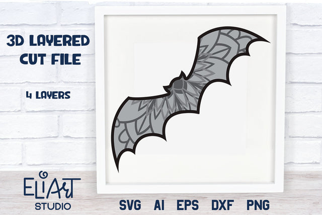 3D Layered SVG Halloween Bat, Halloween Home Decoration, 3d Paper Cutting File. 3D Paper Elinorka 