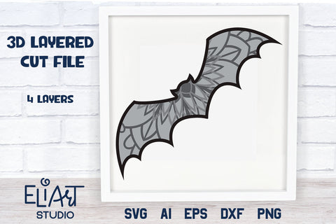 3D Layered SVG Halloween Bat, Halloween Home Decoration, 3d Paper Cutting File. 3D Paper Elinorka 