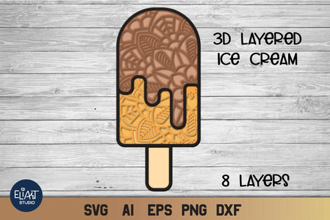 3D Layered SVG Ice Cream Bar, Summer SVG Cut File. 3D Paper Elinorka 