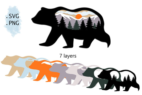 3D Layered SVG -Multilayered SVG Bear- Layered SVG Animal SVG Deepa 