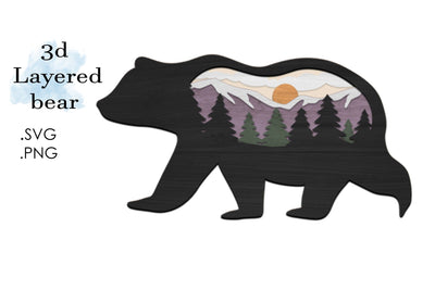 3D Layered SVG -Multilayered SVG Bear- Layered SVG Animal SVG Deepa 