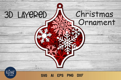 3D Layered SVG Ornament, Christmas SVG Arabesque Tile Decor. 3D Paper Elinorka 
