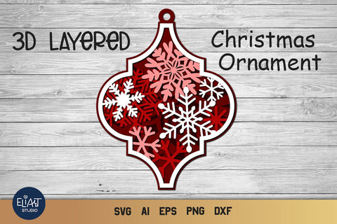 3D Layered SVG Ornament, Christmas SVG Arabesque Tile Decor. - So Fontsy