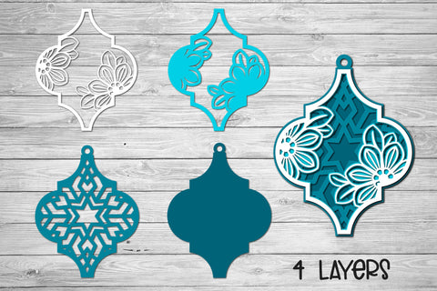 3D Layered SVG Ornament, Floral SVG Christmas Tile Ornament. SVG Elinorka 