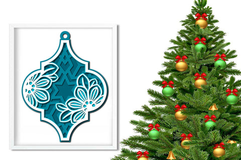 3D Layered SVG Ornament, Floral SVG Christmas Tile Ornament. SVG Elinorka 