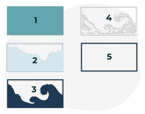 3d Layered Wave svg, 3d svg, Shadow box svg, laser cut files, cnc files for wood, japanese svg, wave svg, ocean svg, Glowforge, dxf for cnc SVG CutLeafSvg 