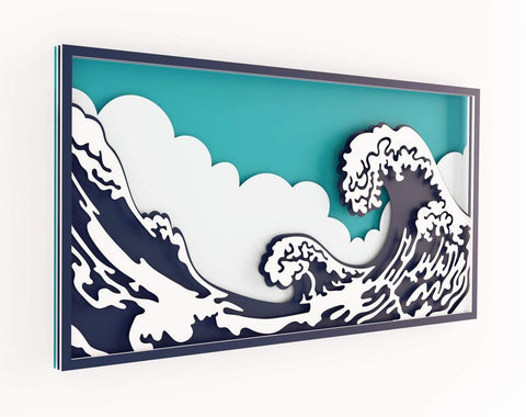 3d Layered Wave svg, 3d svg, Shadow box svg, laser cut files, cnc files for wood, japanese svg, wave svg, ocean svg, Glowforge, dxf for cnc SVG CutLeafSvg 