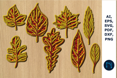 3D Leaves Papercut Bundle layer SVG SVG MD JOYNAL ABDIN 