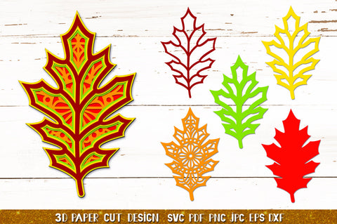 3D Leaves Papercut Bundle SVG,Fall Leaves Silhouette SVG SVG goodfox86 