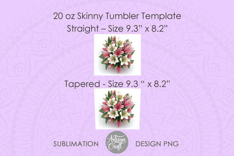 3D Lilies tumbler wrap, 3d tumbler design Sublimation Artisan Craft SVG 