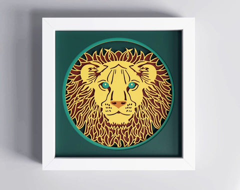 3d Lion svg - Shadow box svg, 3d shadow box svg 3D Paper CutLeafSvg 