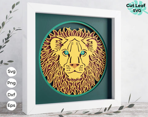 3d Lion svg - Shadow box svg, 3d shadow box svg 3D Paper CutLeafSvg 