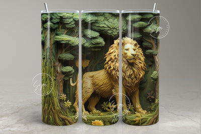 3D Lion Tumbler, Forest Tumbler Wrap, 20oz Skinny Tumbler Sublimation, Spring Tumbler, Plaster Wall Art, Digital File Sublimation Syre Digital Creations 