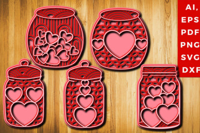 3D Love Jar SVG Bundle laser cut file SVG MD JOYNAL ABDIN 