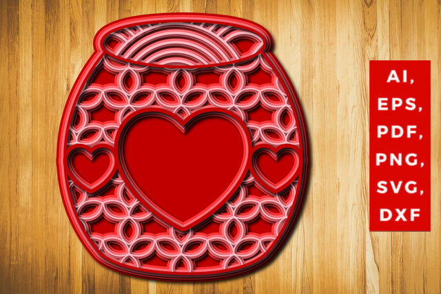3D Love Jar SVG laser cut file mandala SVG MD JOYNAL ABDIN 