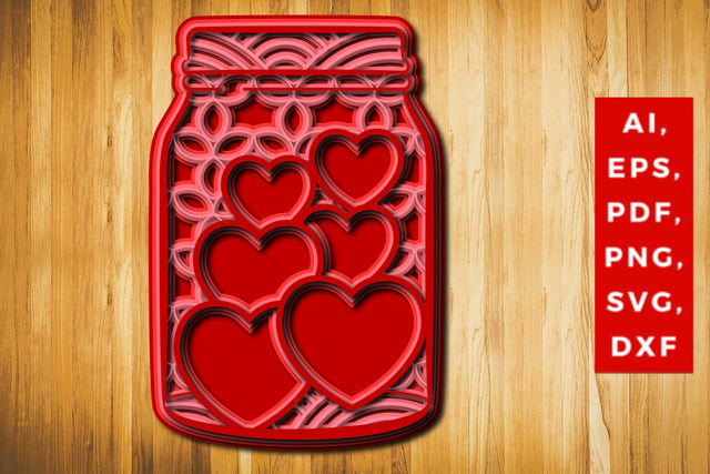 3D Love Jar SVG laser cut file mandala SVG MD JOYNAL ABDIN 