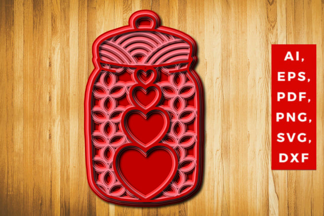 3D Love Jar SVG laser cut file mandala SVG MD JOYNAL ABDIN 