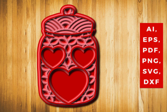 3D Love Jar SVG laser cut file mandala SVG MD JOYNAL ABDIN 