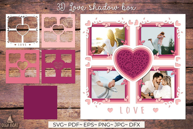 3d Love paper cut | Shadowbox love svg 3D Paper Olga Boat Design 