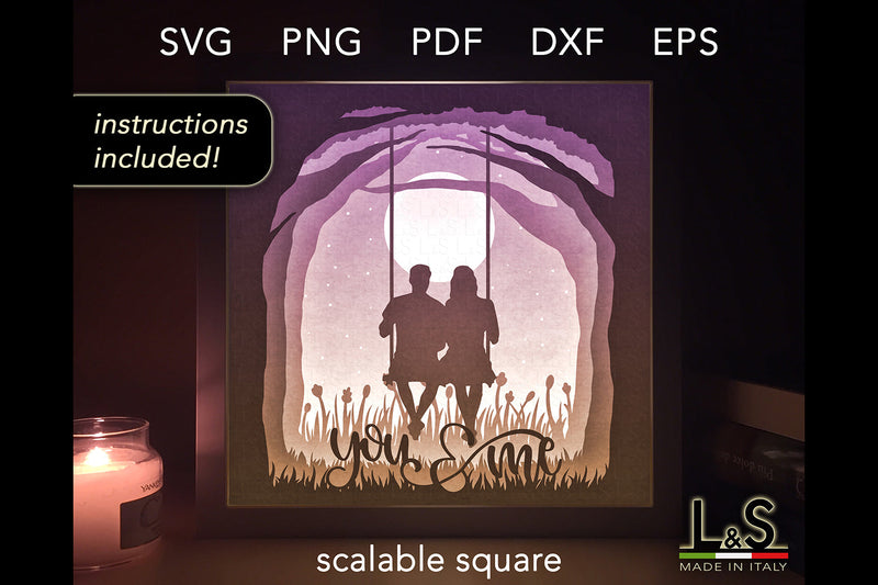 3D Love Shadow Box Svg | Layered Couple Light Box Template - So Fontsy