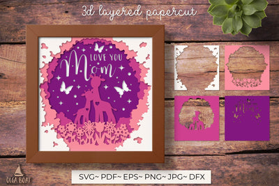 3d Love you mom svg | Mothers day card 3D Paper Olga Boat Design 