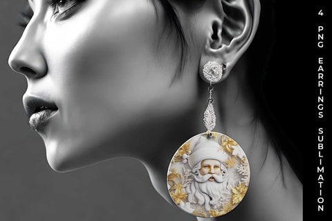 3D Lush Santa Claus Earrings Sublimation PNG Bundle Free For Commercial Use Sublimation Sintegra 