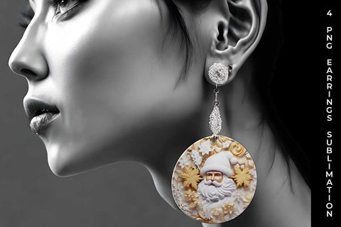 3D Lush Santa Claus Earrings Sublimation PNG Bundle Free For Commercial Use Sublimation Sintegra 