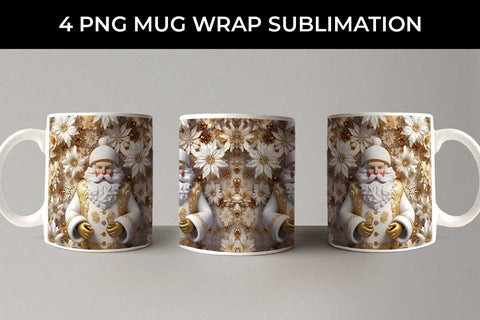 3D Lush Santa Claus Mug Wrap Sublimation PNG Bundle Free For Commercial Use Sublimation Sintegra 