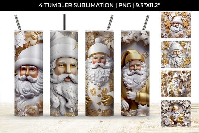 3D Lush Santa Claus Tumbler Wrap 20 oz Sublimation PNG Bundle Free For Commercial Use Sublimation Sintegra 