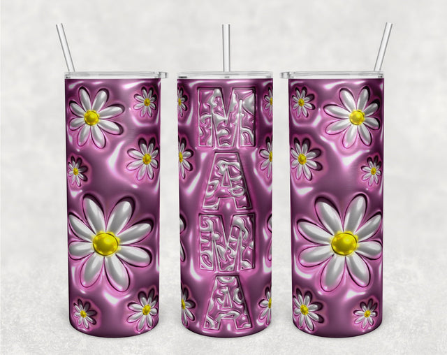 3D Mama Tumbler Wrap, 20oz Skinny Tumbler Sublimation Design, Puffy Mama Tumbler PNG Sublimation HappyDesignStudio 