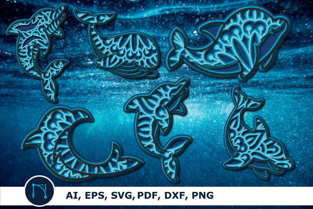 3D Mandala dolphin Paper Cut SVG Bundle SVG MD JOYNAL ABDIN 