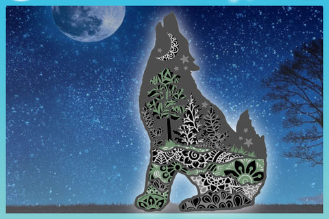 3D Mandala Layered Design | Wolf Mandala SVG SVG SVGcraze 