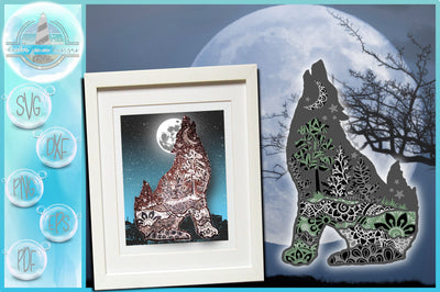 3D Mandala Layered Design | Wolf Mandala SVG SVG SVGcraze 