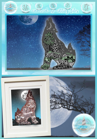 3D Mandala Layered Design | Wolf Mandala SVG SVG SVGcraze 